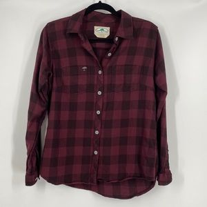 Arborwear Burgundy Plaid Flannel Button Up Shirt Size Medium